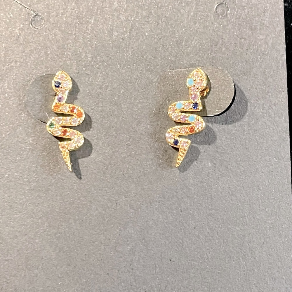 3 FOR $24 18k GP/CZ Decor Serpentine Earrings